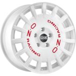 Diski R18 5×108 J8 ET45 OZ Racing Rally Racing Race White Red Lettering