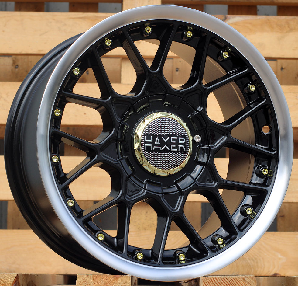 Diski R15 8x100/114 J7 ET25 HAXER L1879 Black +Polished Lip