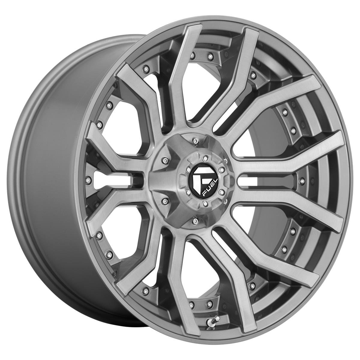 Diski R20 6x139.7 J10 ET-18 Fuel D713 Rage Platinum Brushed Gun Metal Tinted Clear