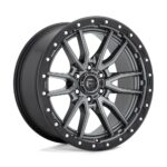 Diski R18 5×150 J9 ET1 Fuel D680 Rebel Matte Gun Metal Black Bead Ring