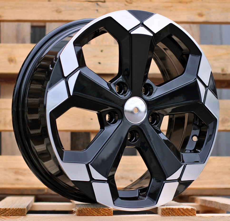 Diski R16 5x114.3 J6.5 ET45 RACINGLINE Y1274 DACIA Black With +Polished Lip