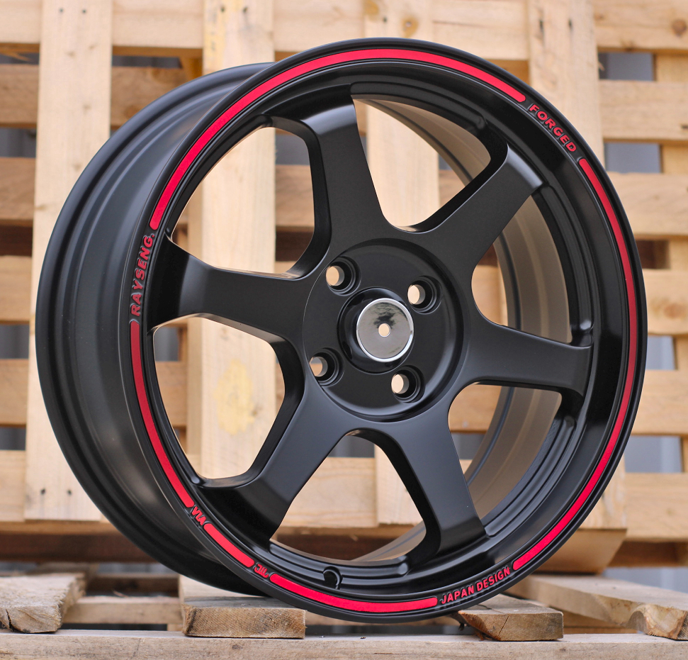 Diski R16 4x100 J7 ET38 RACINGLINE I6966 Black Matt +Red