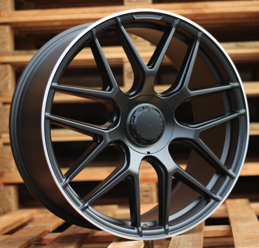 Diski R22 5x112 J10 ET46 RACINGLINE B5318 MERCEDES Black Half Matt +Polished Lip (Rear+Front) (Hybrid Forged)