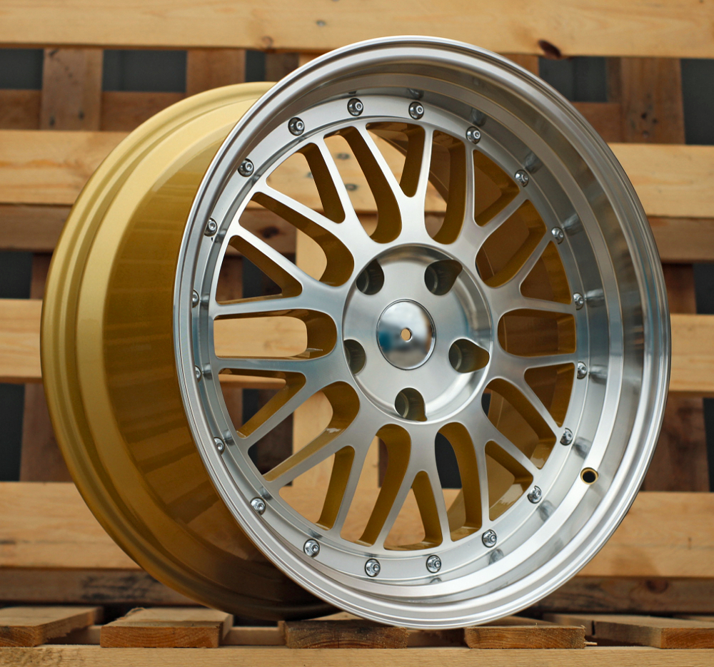 Diski R18 5x120 J9 ET35 RACINGLINE A1025 Yellow +Polished Lip (Rear+Front)