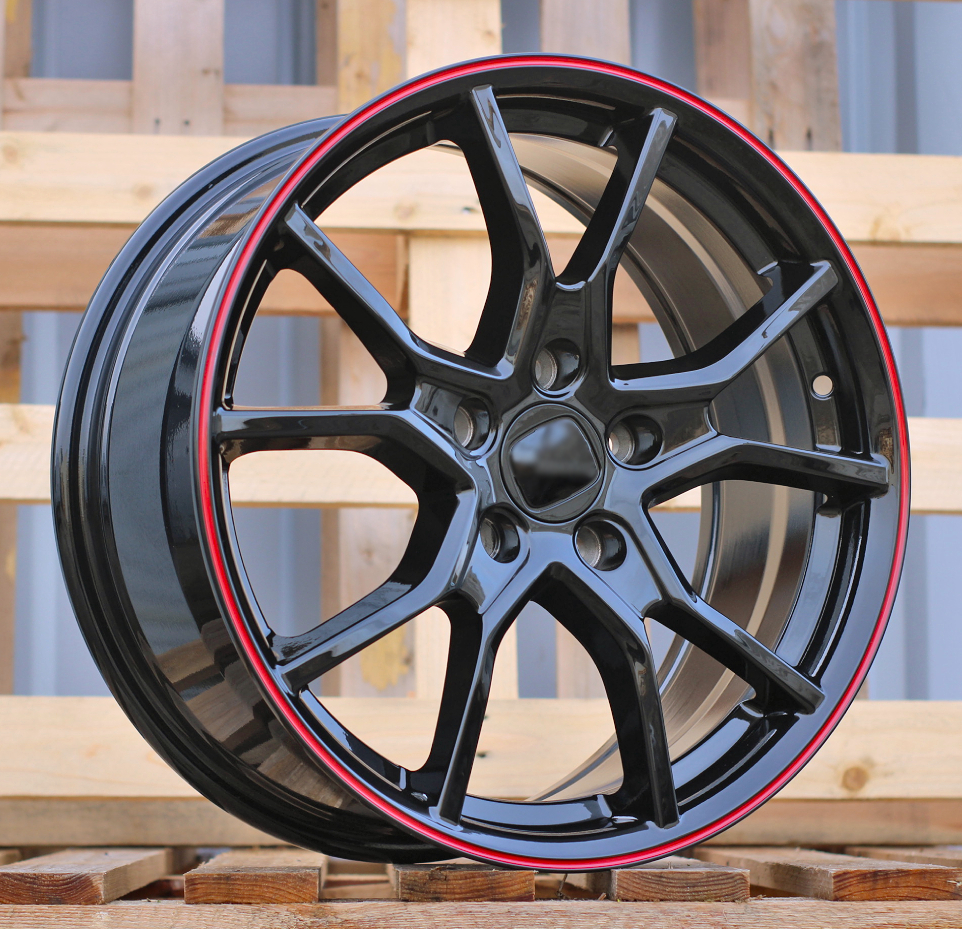 Diski R17 5x114.3 J7.5 ET45 RACINGLINE B1418 HONDA Black With Red Line
