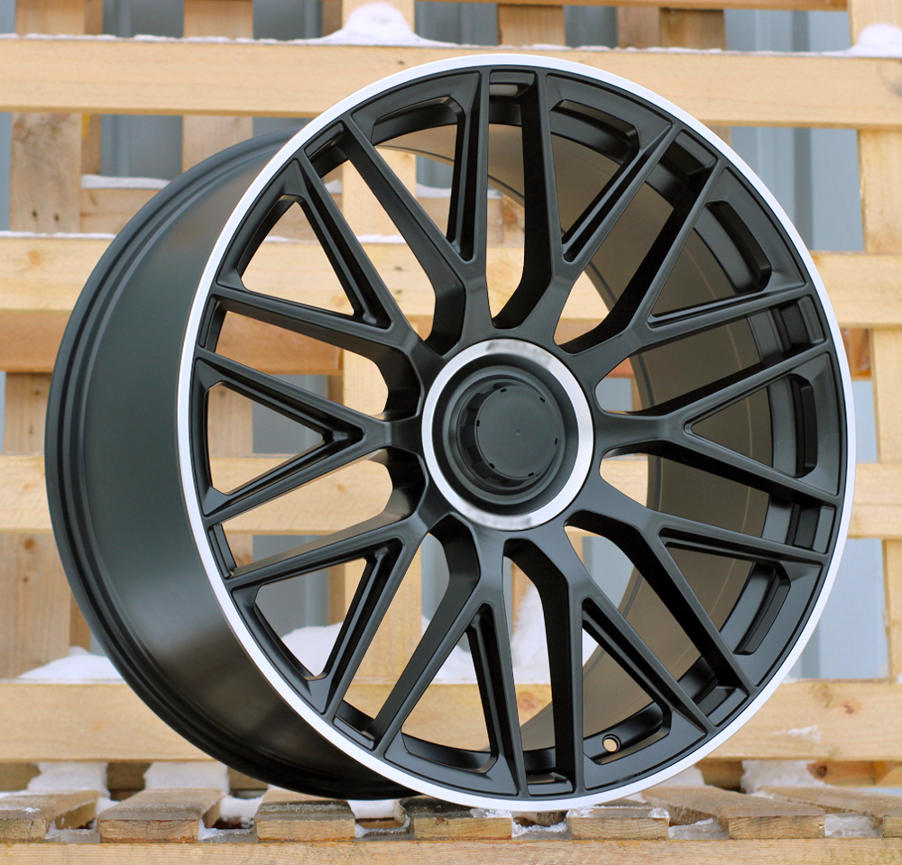 Diski R22 5x112 J10 ET45 RACINGLINE B1766 MERCEDES Black Half Matt +Polished Lip (Rear+Front)